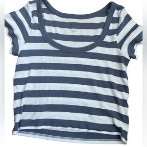 striped short sleeve crop top